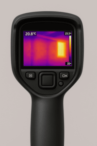 איתור נזילה במצלמה תרמית על ידי אינסטלטור בקריות